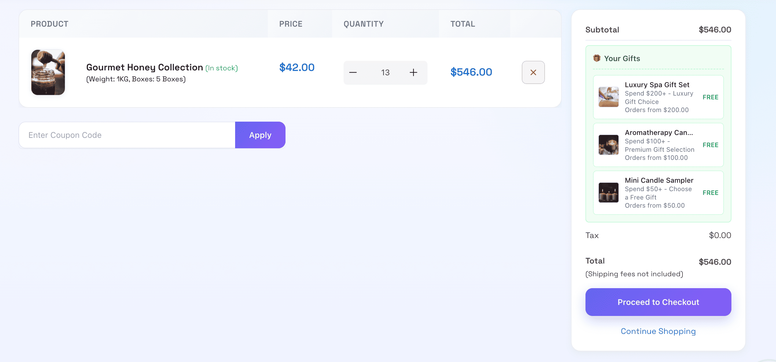 Cart with Gifts Checkout