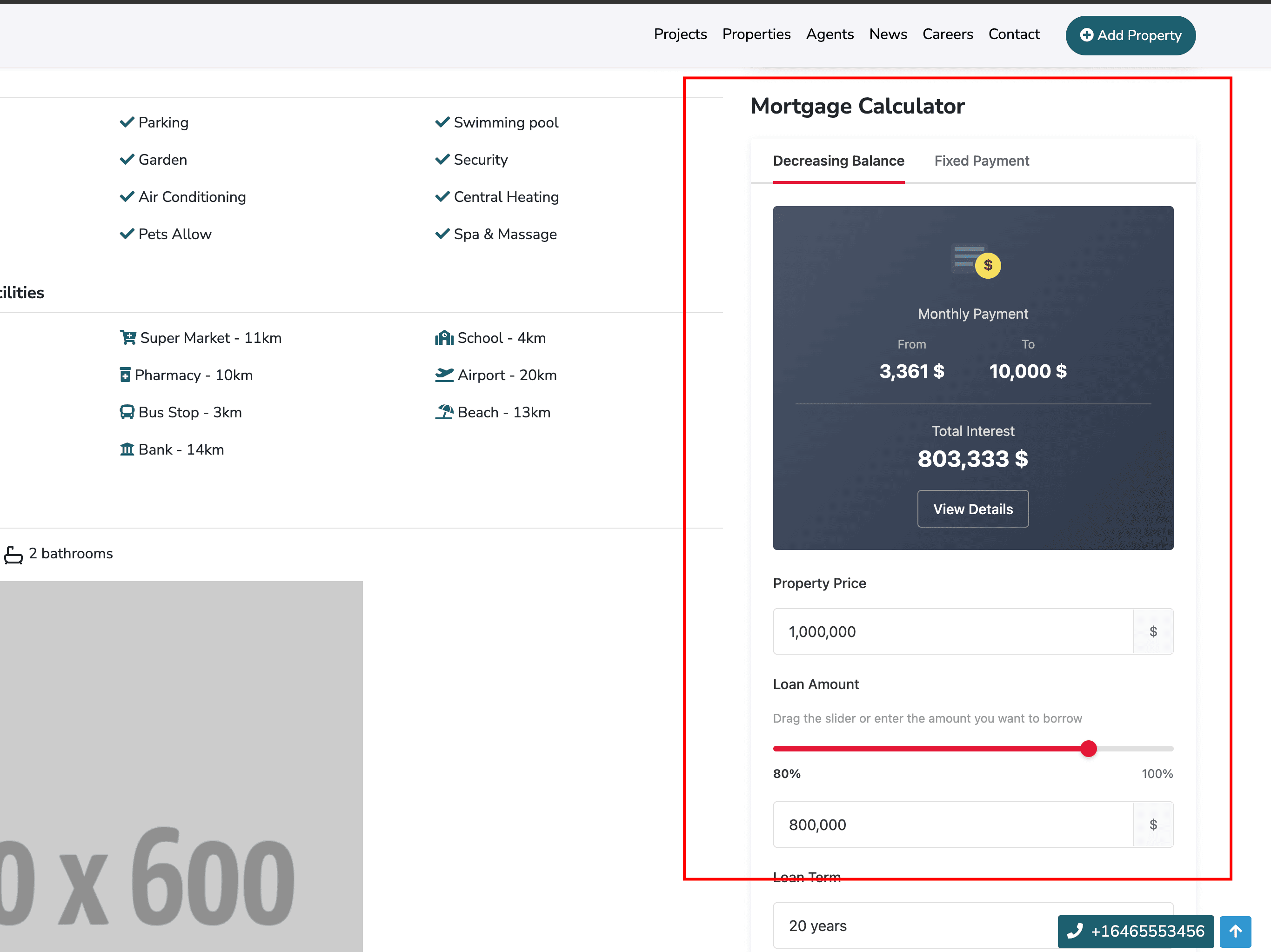 Mortgage Calculator Widget Result