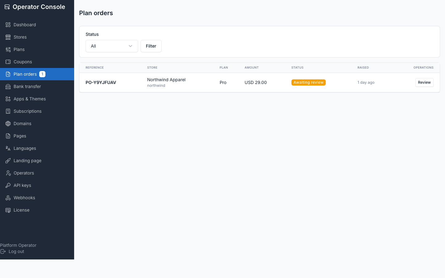 Plan orders queue awaiting review