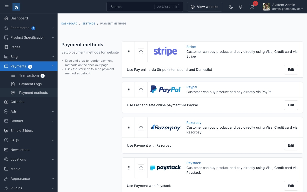 Payment Methods