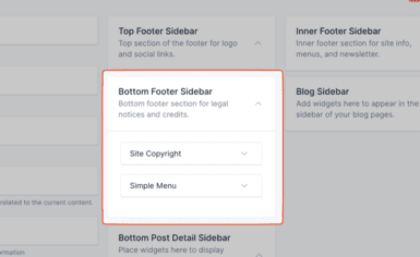 Setup Bottom Footer Sidebar