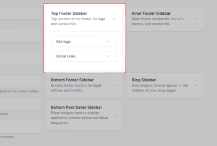 Setup Top Footer Sidebar