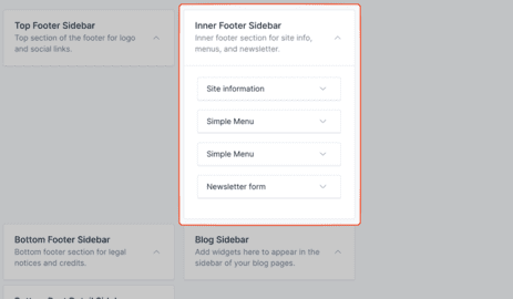 Setup Inner Footer Sidebar